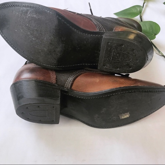 Vintage Western Embroidered Brown Victorian Cowboy Roper Boots - Picture 7 of 7